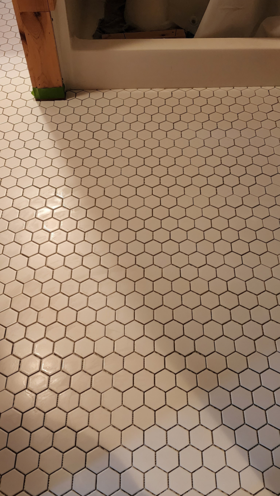 lake george new york tile install pyles tile hexagon shower floor grout